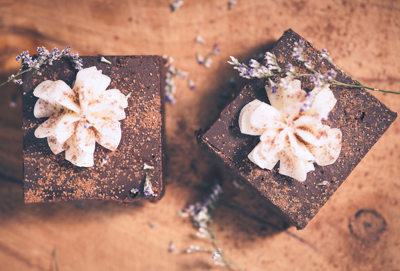 Chocolate Lavender Flourless Cake